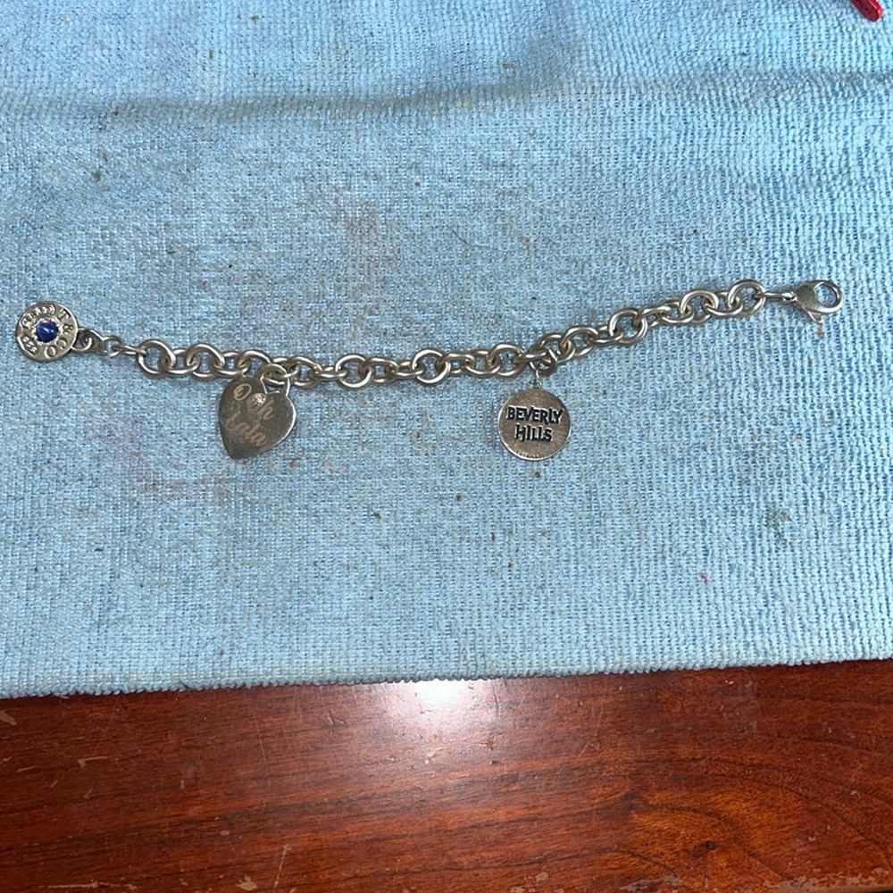 Tiffany Bracelet 1837 charm + Star Sapphire Blue , OOh LALA, & Beverly Hills, 8”